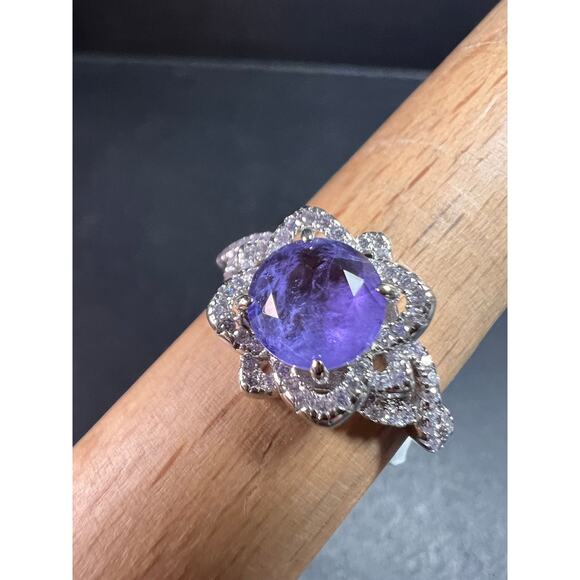 New Bomb Party Sterling Silver Lavender Simulated Amethyst Dinner Ring Sz 9 - Picture 4 of 16
